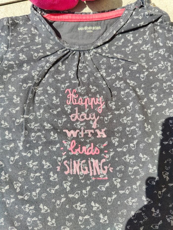Tee shirt ml gris foncé fille Vertbaudet 18 mois - photo numéro 3