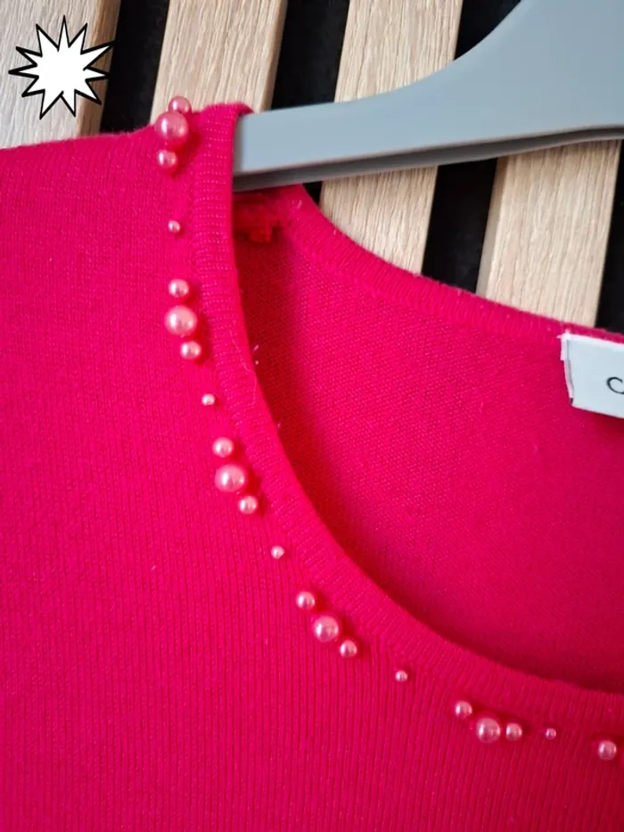 Pull rose framboise perlée Canda T 38 - photo numéro 6
