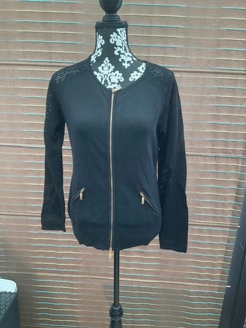 Gilet noir et beige manche crochet T38/40 neuf (n°45)
