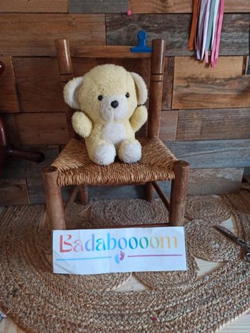 Peluche ours  jaune hochet  vintage Ajena BE