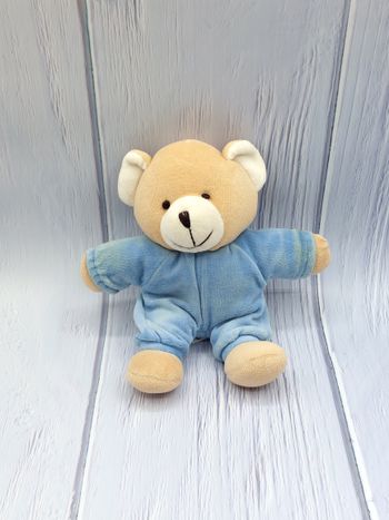 Peluche ours bleu beige 21 cm vrau - princess - A12175 - lire descriptif - doudou vintage