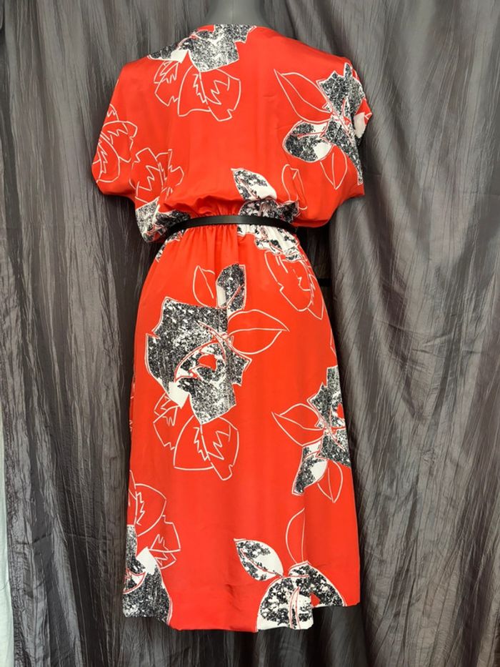 Belle robe d’été vintage vermillon imprimé graphique - photo numéro 5