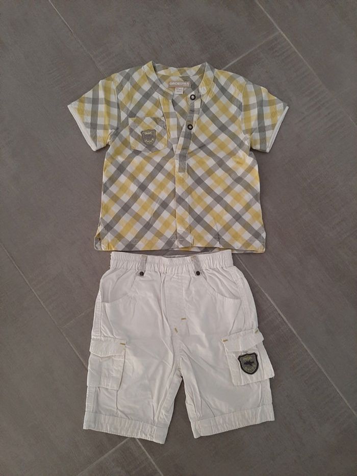 Tee shirt MC + pantacourt bébé garçon 12 mois - photo numéro 2