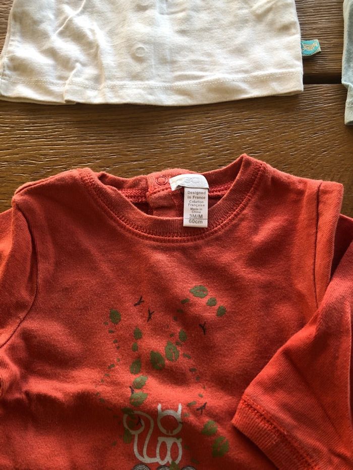Lot 6 t-shirts 1 a 3 mois - photo numéro 2