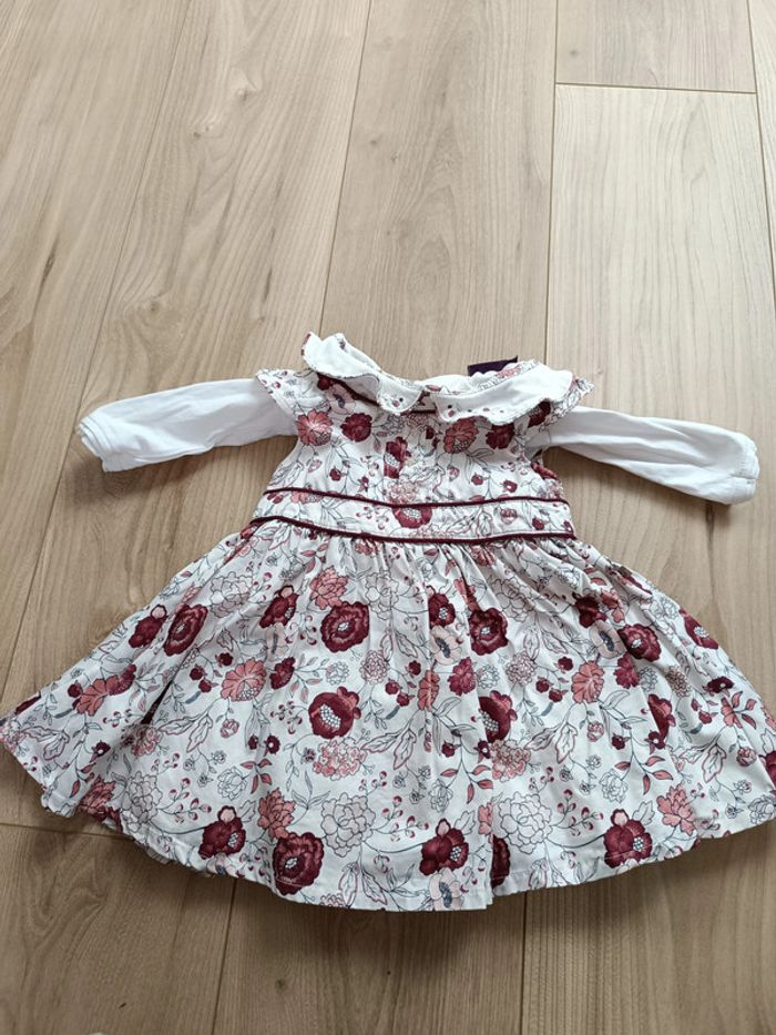Robe de cérémonie sergent major fleuri 6 mois fille