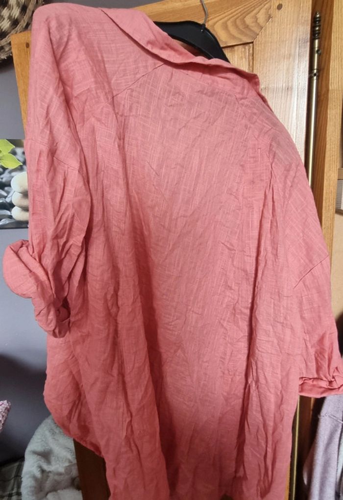Chemise lin kiabi neuve jamais portée sans étiquette 52 saumon corail - photo numéro 4