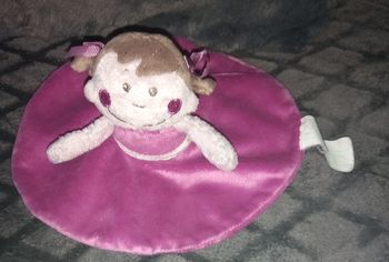 Doudou rond plat poupée fille mauve -Kimbaloo