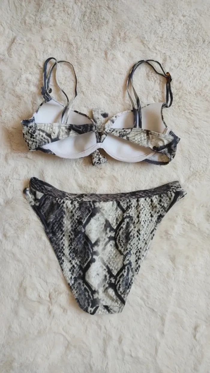 Maillot de bain bikini vintage échancré motif serpent reptile polyamide elasthan - photo numéro 2