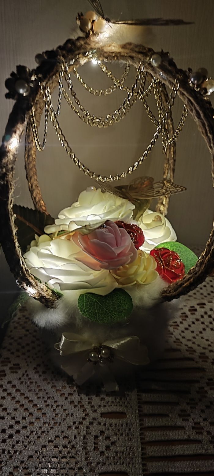 Décoration florale  lumineuse chic- création artisanale - photo numéro 8