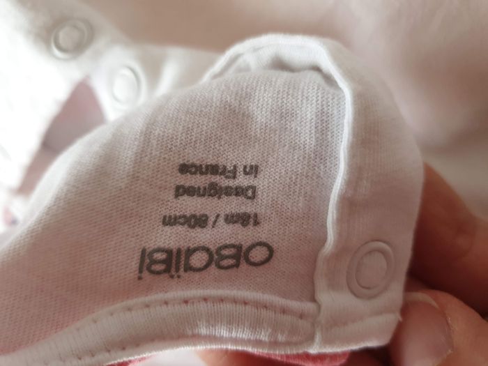 Pyjama combi courte blanc motif pomme rose fluo - T18M - Obaïbi - photo numéro 5