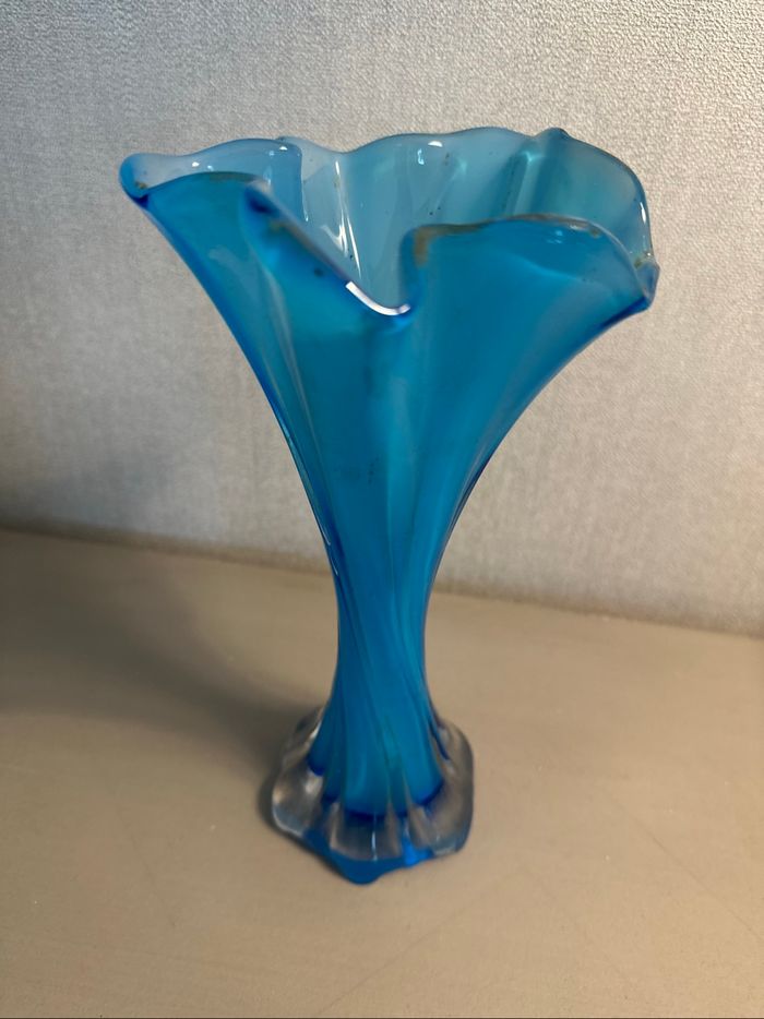 Magnifique vase bleu vintage - photo numéro 3