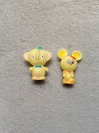 Lot de 2 anciennes figurines vintage luminou éléphant et lapin