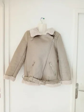 Manteau perfecto oversize en daim femme