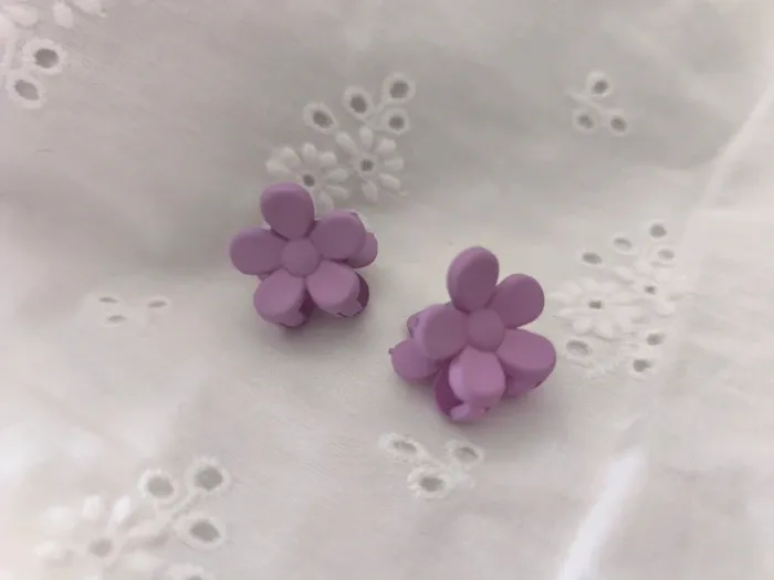 🌸 Lot de 4 mini pinces fleurs – Rose saumon & Violet 🌸 - photo numéro 9