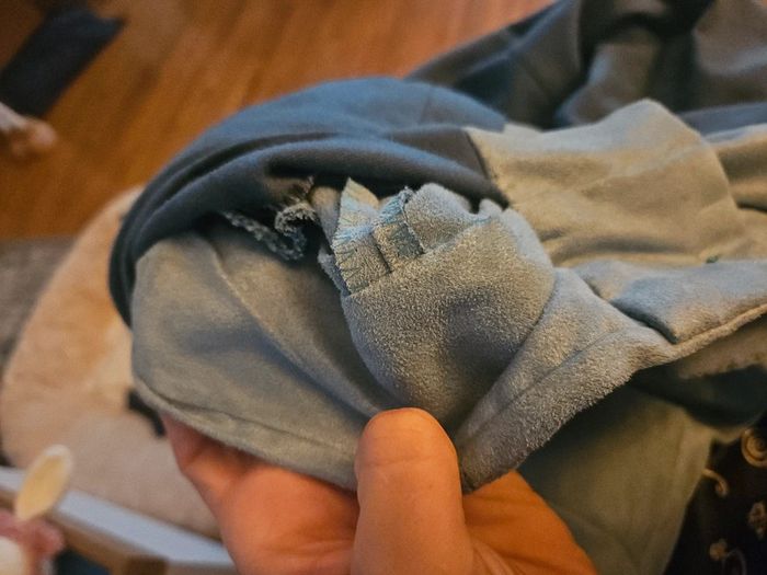 Veste / Blouson cousu main, style daim, bleu clair, taille M/L - photo numéro 17