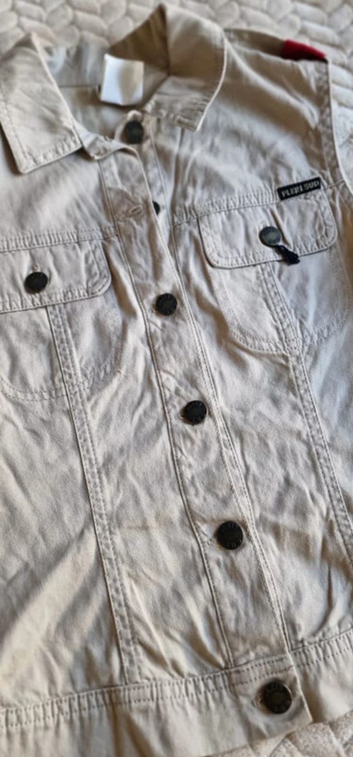Veste en cotn sans manche Plein Sud esprit militaire beige taille 36 - photo numéro 5
