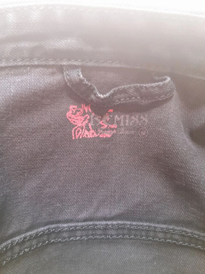 Petite veste en jean noire effet usée Remixx taille m - photo numéro 3
