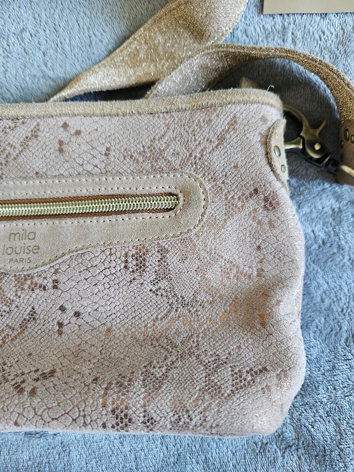 Sac bandoulière cuir doré rosé Mila Louise - photo numéro 2