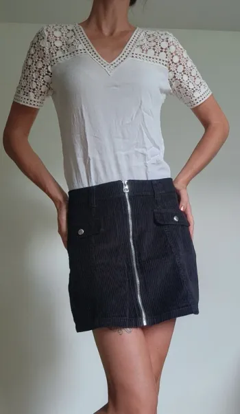 Jupe noir en velours Bershka 36