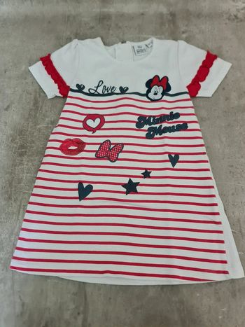 Robe minnie rouge et blanc rayé fille 4 ans zip dos
