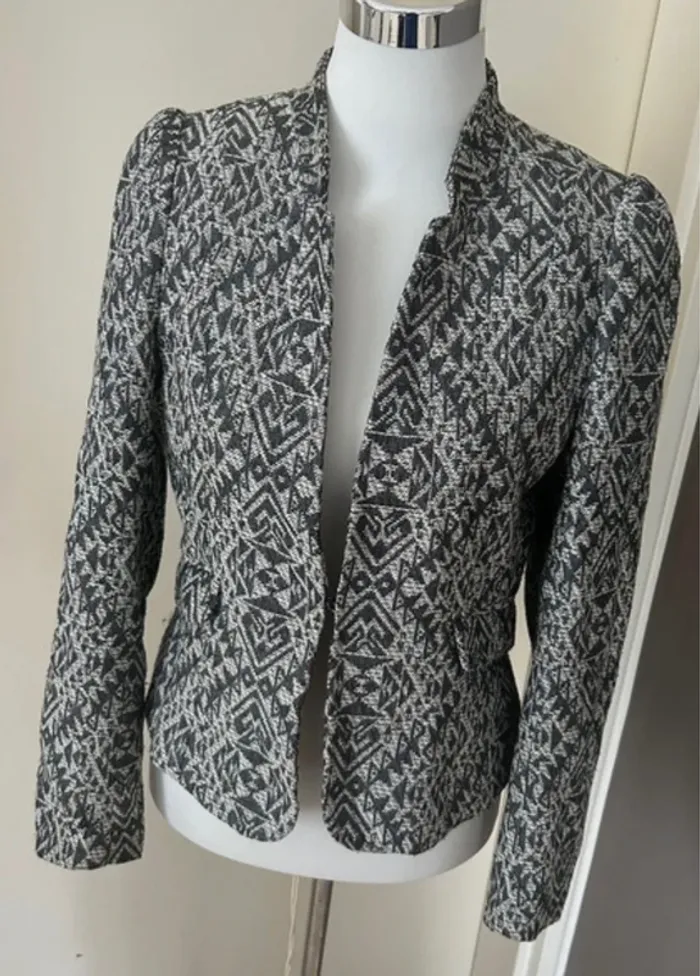 H&M, veste légère contre blazer gris imprimé femme, taille 42