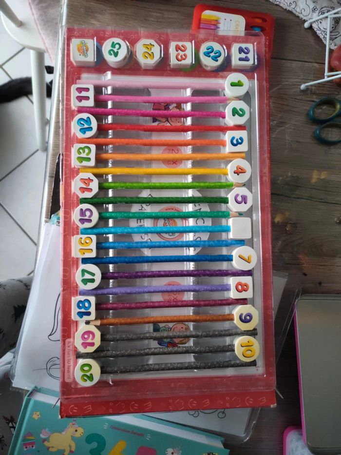 Crayons de couleur et gommes