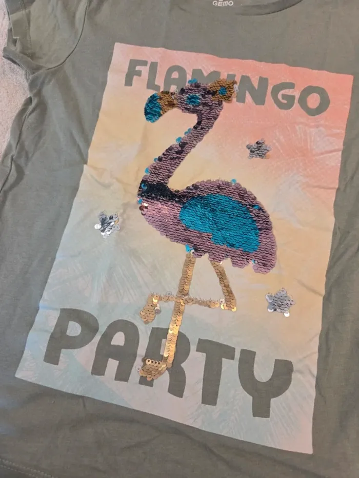 T shirt kaki flamand rose - photo numéro 3