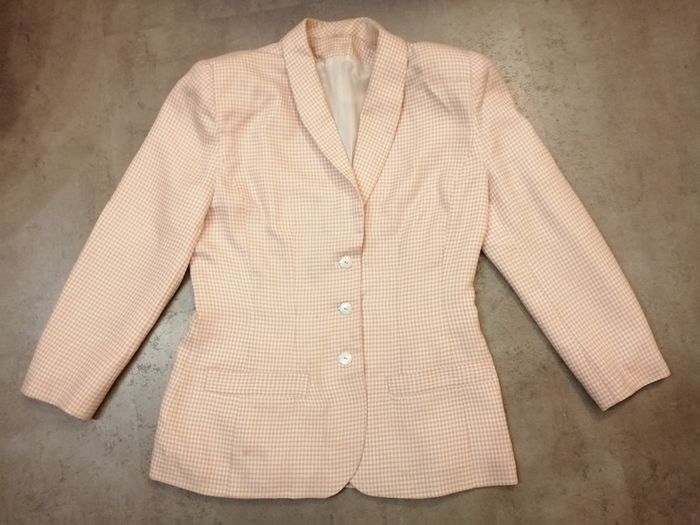 Veste blazer vichy saumon et blanc Taille 38/40 Faite par une couturière