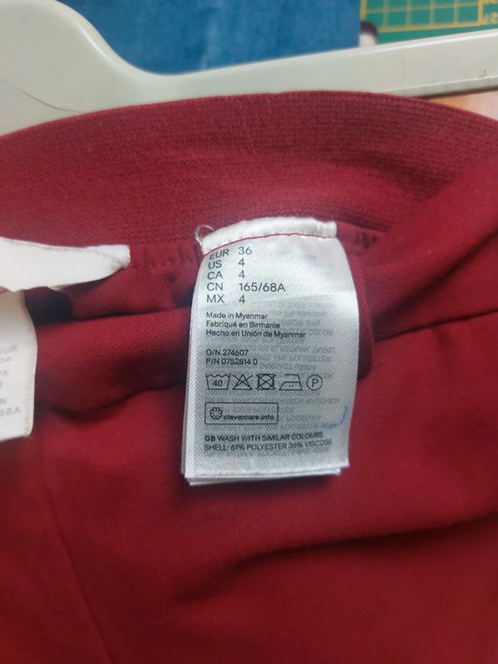 Joli pantalon rouge carmin coupe droite élastique - 36 S - photo numéro 7