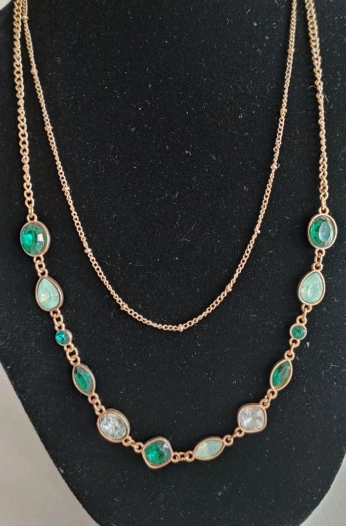 Collier strass vert double rang
