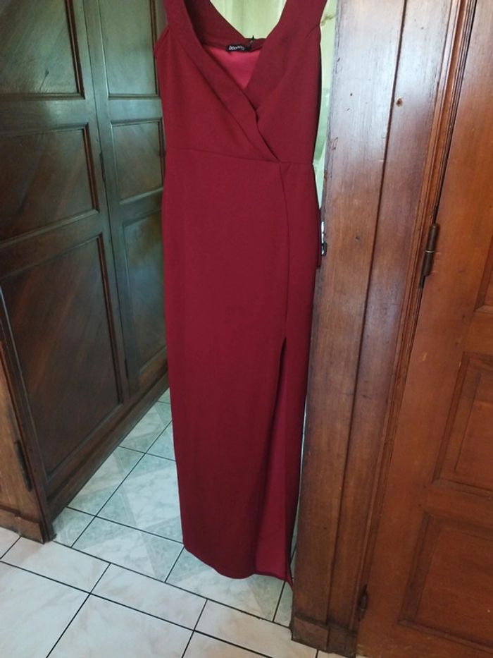 Robe longue évasé rouge bordeaux vintage S/36 - photo numéro 9