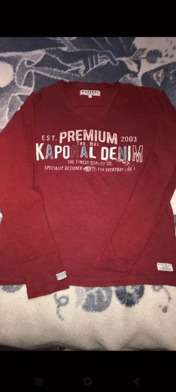 Tee-shirt manches longues rouge et blanc taille m de chez kaporal