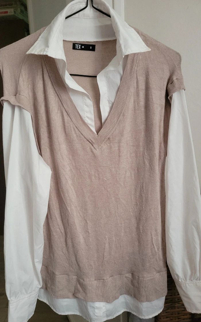 chemise gilet beige - photo numéro 2