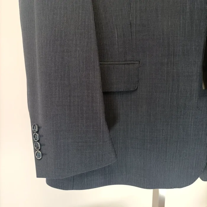 Veste de costume bleue à fines rayures blanches Griffe Noire Taille 52 A469 - photo numéro 6