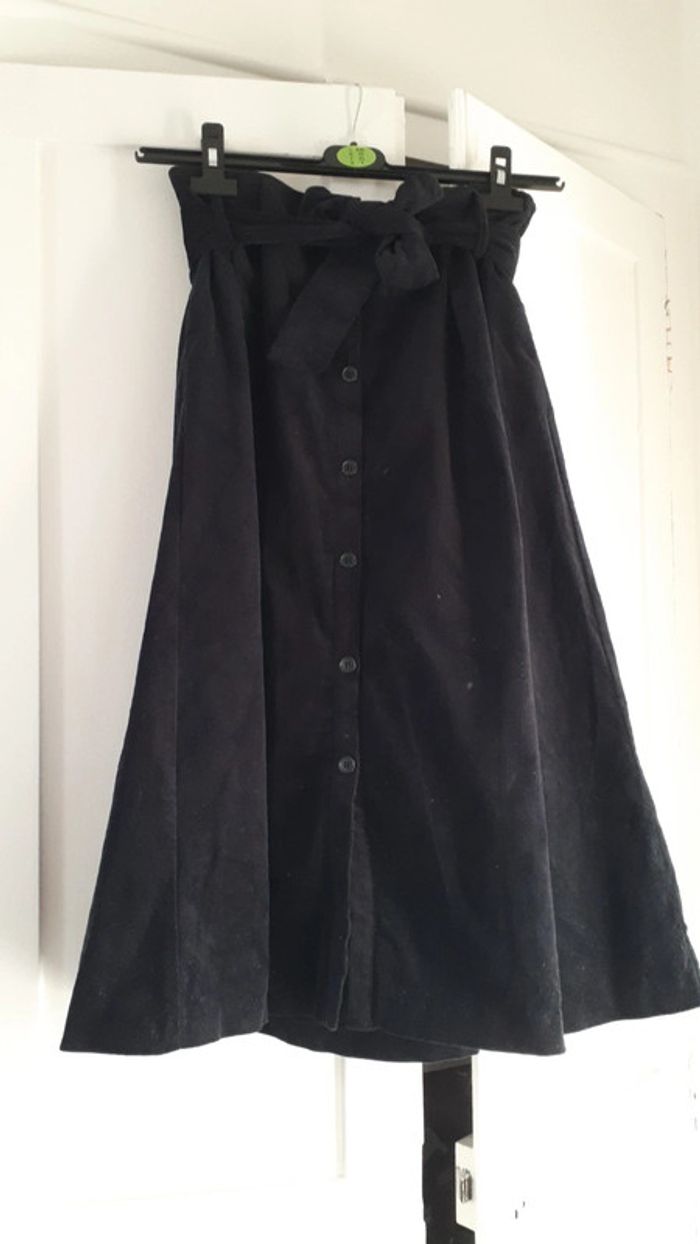 Jupe midi velours côtelé 36 noire nafnaf - photo numéro 2