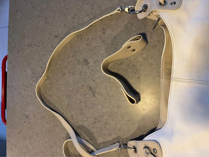 Sac à main en cuir blanc et beige - photo numéro 4