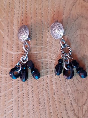 Boucles d'oreilles pendentifs argentés noirs