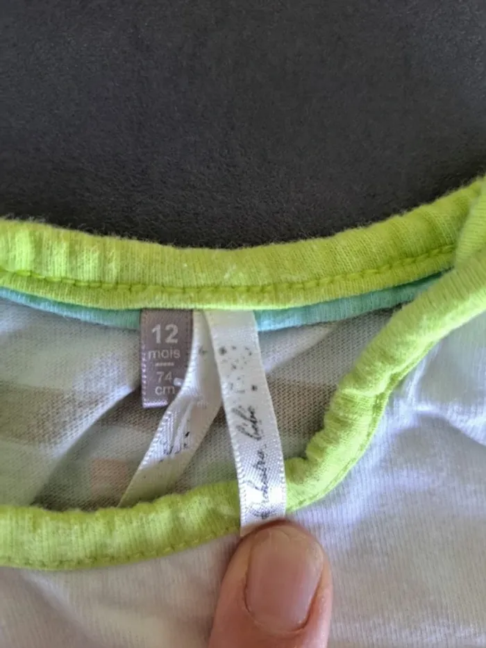 barboteuse 12 mois ligné grise et vert pomme - photo numéro 2
