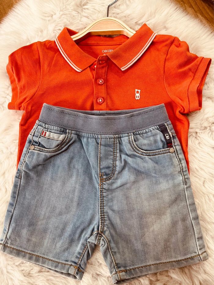Taille 18 mois ensemble d’été 2 pièces garçon Obaibi orange et bleu * OB * 💙 - photo numéro 3