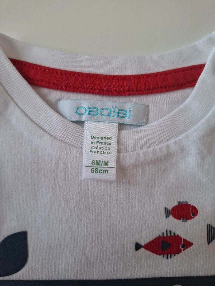 Lot de 2 T-shirt Obaïbi taille 6 mois - photo numéro 3