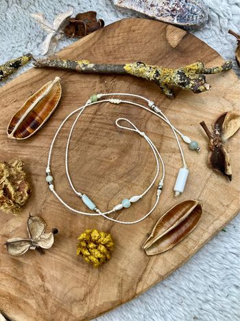 Bijou de cheveux - ateba - macramé pierre Amazonite et Jaspe