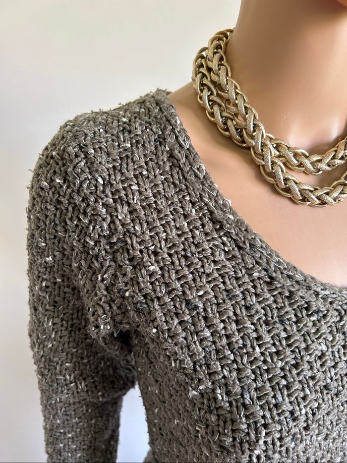 Pull gris vert à manches longues Bonobo taille XS bon état - photo numéro 4