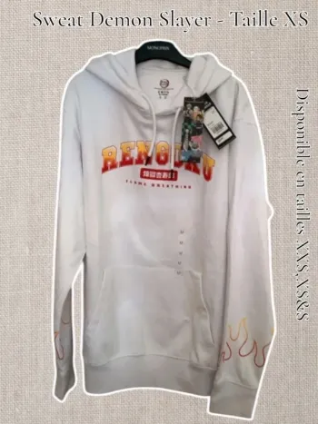 Sweat à capuche blanc - Démon slayer - Taille XS