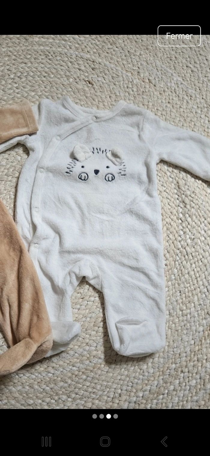 Lot de 2 pyjamas 1 mois velours - photo numéro 3