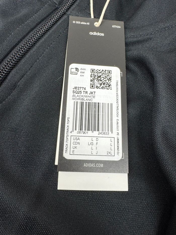 Veste de survêtement Adidas Noir a empiècement blanc Neuve Taille L - photo numéro 7