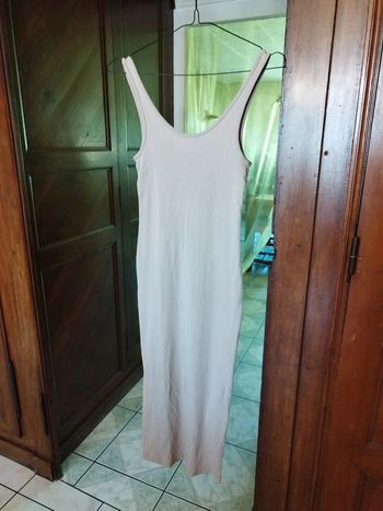 Robe longue beige col rond été vintage y2k M