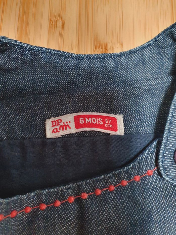 Robe en jean denim DPAM Du Pareil Au Même 6 mois 67 cm Brodé girafe 🦒 - photo numéro 3