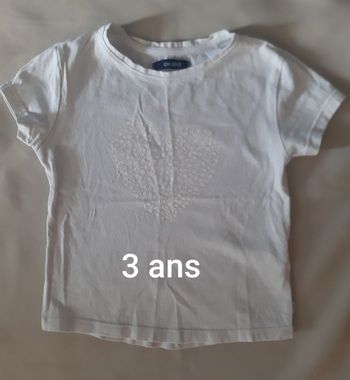 tee-shirt manches courtes blanc - cœur - okaïdi - 3 ans