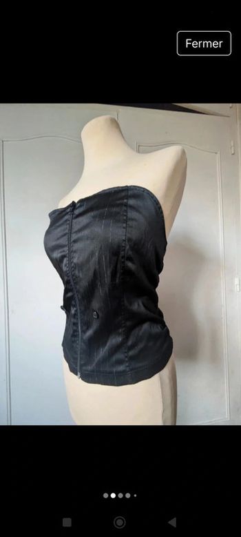 💎 Top bustier femme vintage s 36 noir argenté à rayures