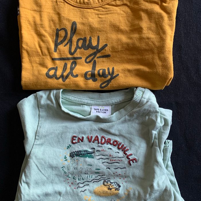 Lot 2 t-shirt manches longues 9 mois En vadrouille